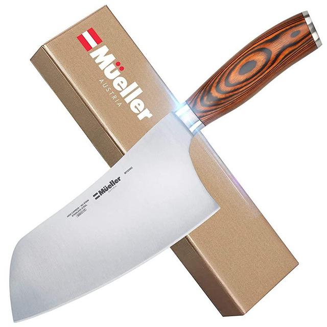 Mueller 7-inch Cleaver Knife, Vegetable Meat Chinese Chef’s Knife, German Stainless Steel with Ergonomic Pakkawood Handle, for Home Kitchen and Restaurant