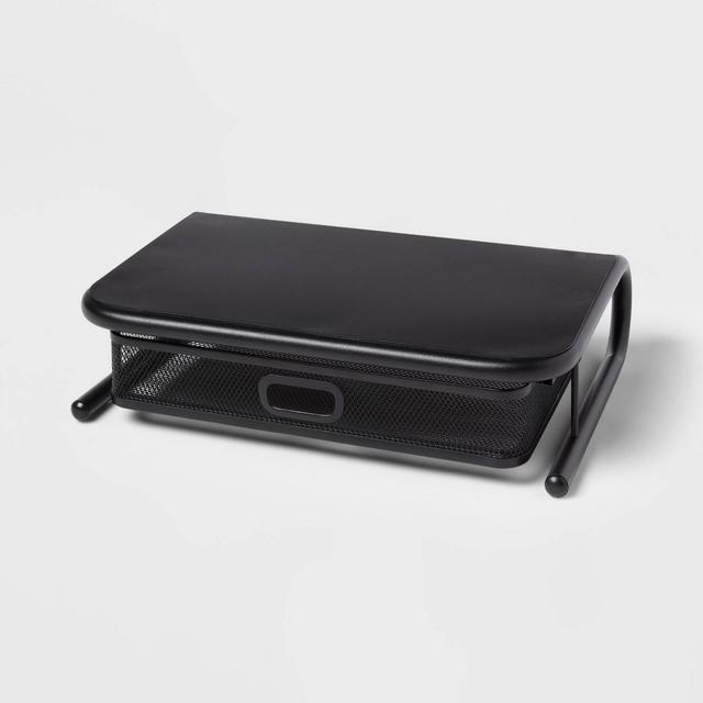 Mesh Monitor Stand with Drawer Black - Brightroom™