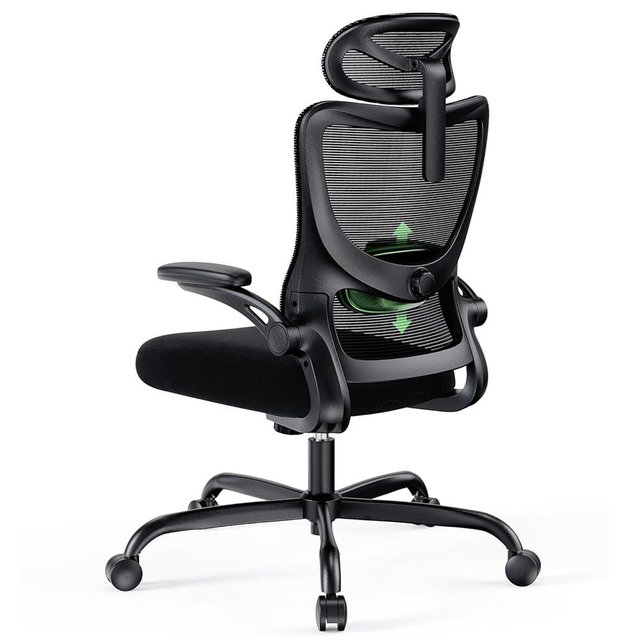 Marsail Ergonomic Office Chair with Headrest Mesh Office Computer Desk Chair with Adjustable Lumbar Support Rolling Work Swivel Task Chairs with Wheel 3D Armrests