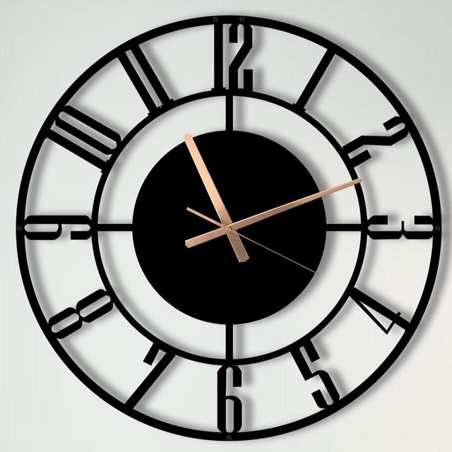 Modern Metal Wall Clock with Latin Numerals, Dining Room Wall Art,Extra Large Size Black Wall Clock,Outdoor Clock with Numbers,Birthday Gift