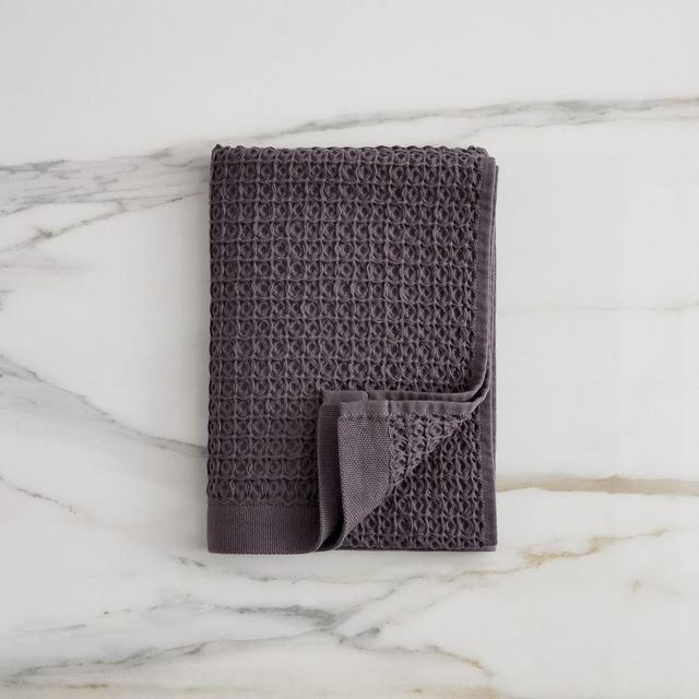 Organic Plush Waffle Towel, Charcoal, Bath Towel