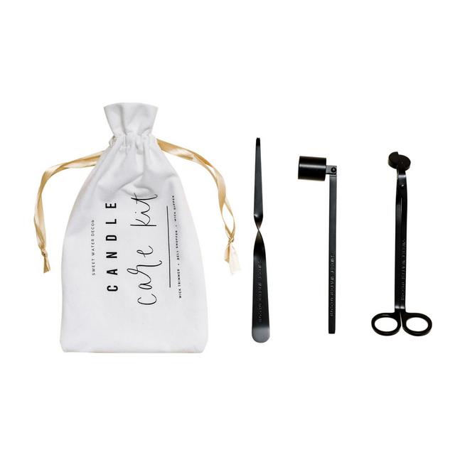 Sweet Water Decor Black Candle Care Kit - 3pc - Snuffer, Scissors, Wick Dipper