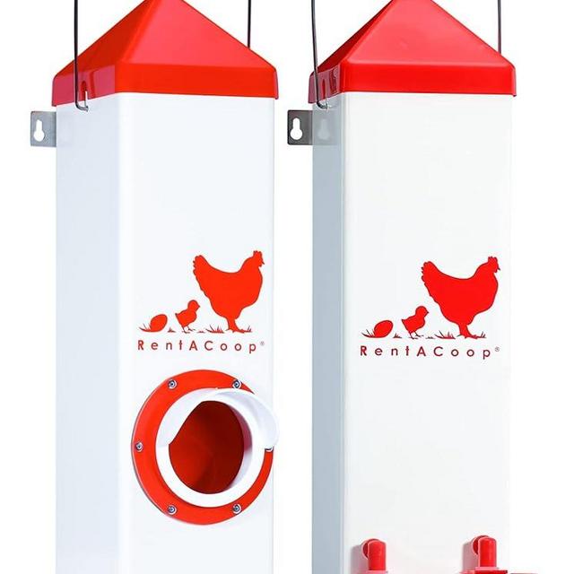 RentACoop Twin Cup Chicken Waterer and Feeder Set - 10lbs/2 Gal