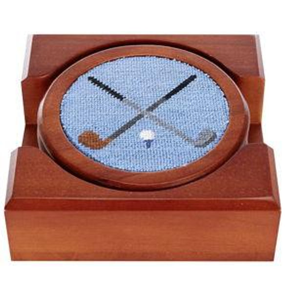 Smathers & Branson Crossed Clubs Needlepoint Coaster Set | Dillard's