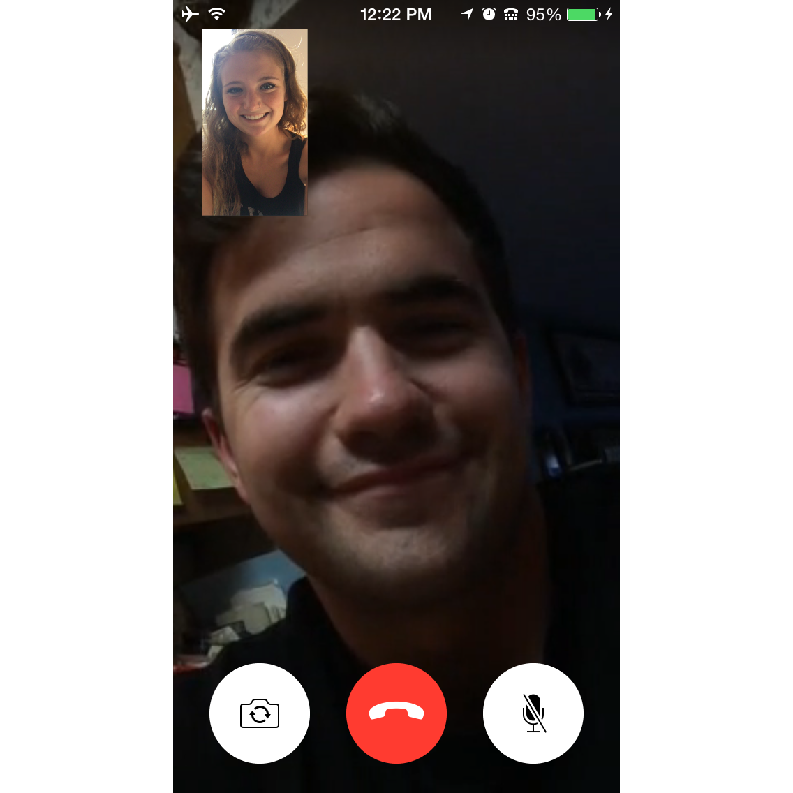 The facetime conversation that Kaleb told Tessa he bought a plane ticket and was coming to see her in New Zealand, 2015