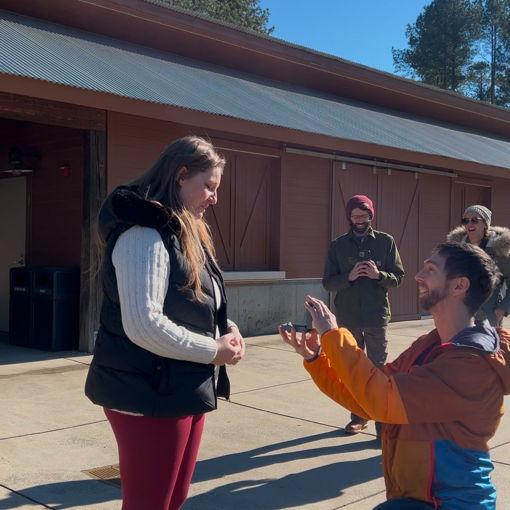 Such a sweet proposal on a chilly January day at the Whitewater Center