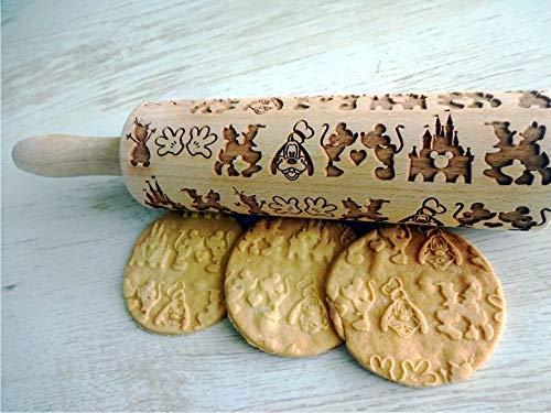 FAIRY TALE EMBOSSING ROLLING PIN MOUSE DOG STORY LASER ENGRAVED DOUGH ROLLER GIFT for CARTOON FAN