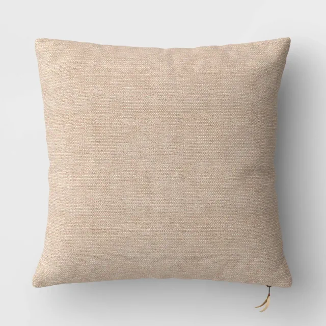 Square Chunky Linen Pillow with Exposed Zipper Sour Cream - Threshold™