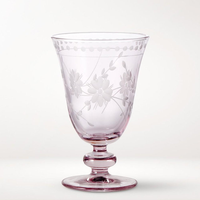 Vintage Etched Goblets, 9-oz, Set of 8, Blush