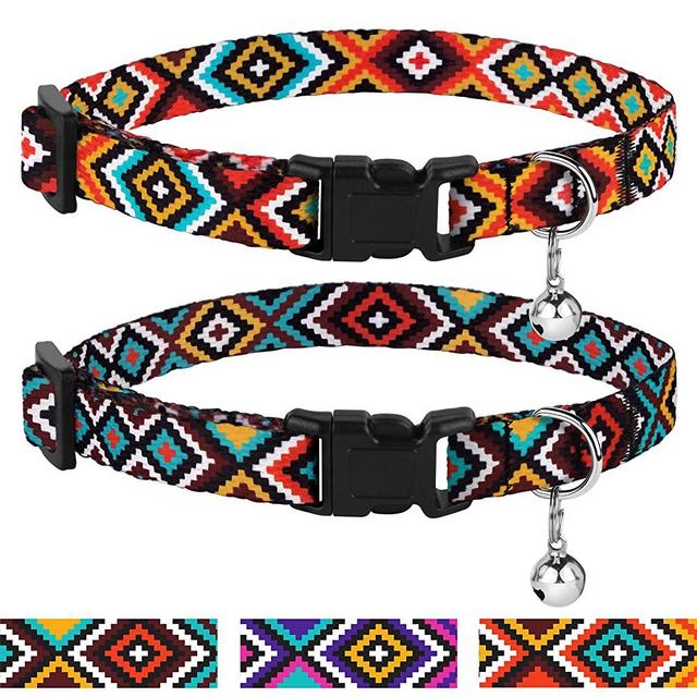 CollarDirect Aztec Cat Collar Breakaway Pack of 2 PCS Nylon Tribal Pattern Geometric Pet Kitten Collars for Cats