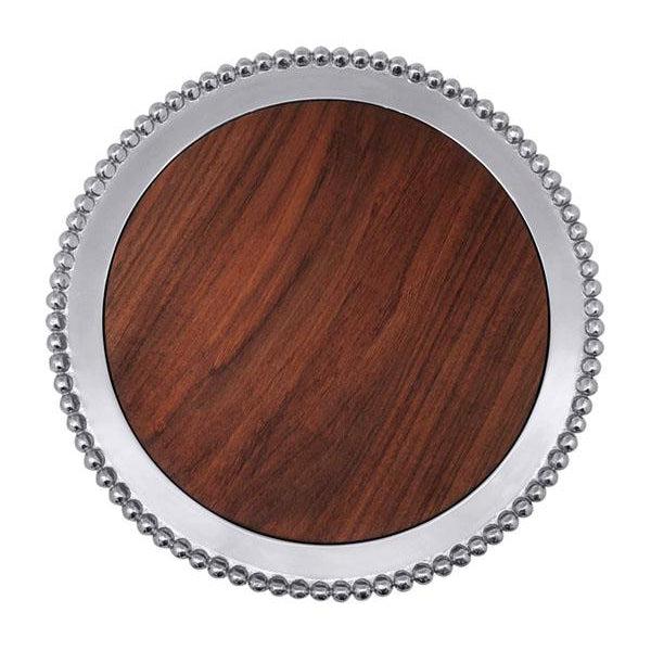 Mariposa Pearled Round Cheese Board with Dark Wood Insert