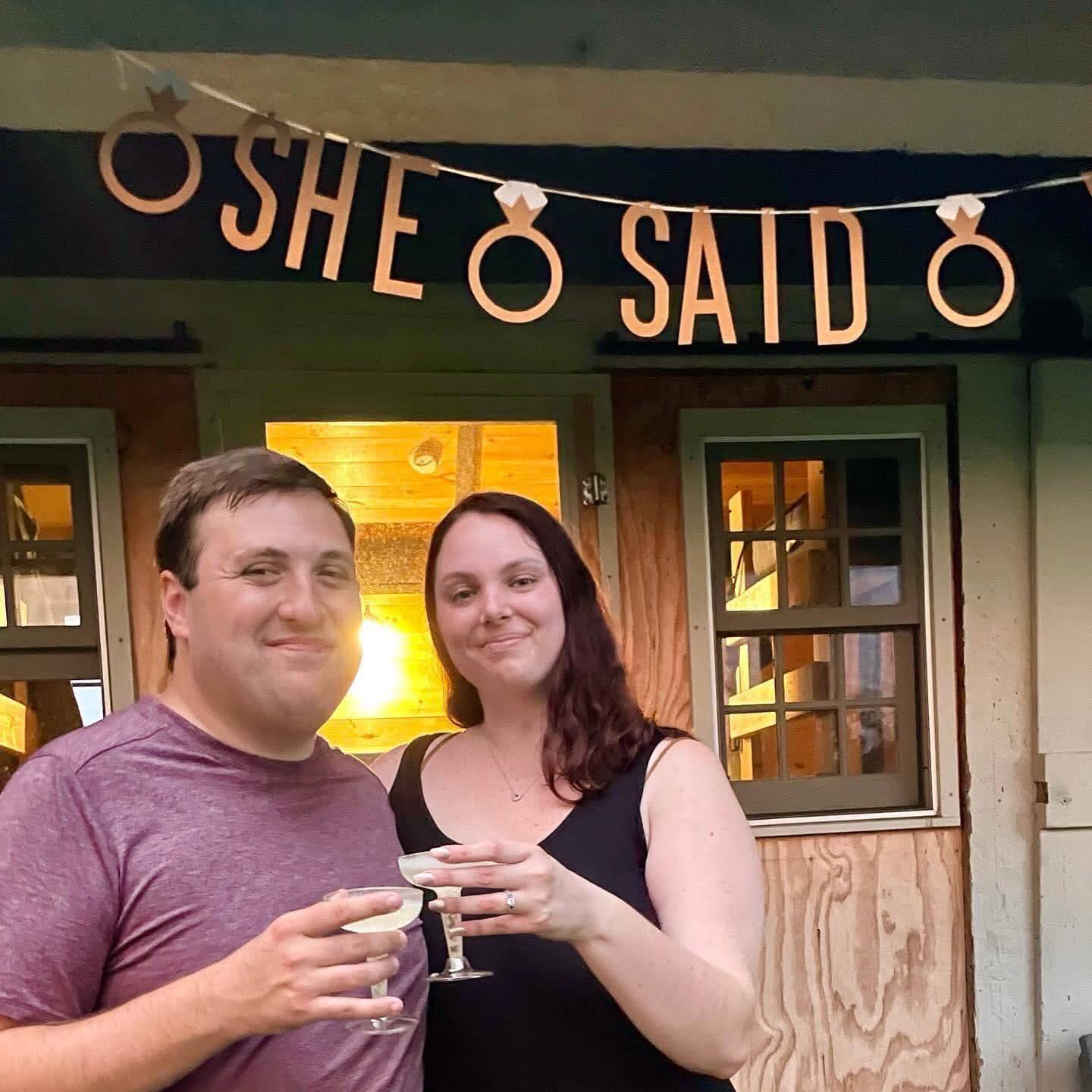 Our families surprised us at our cabin after the proposal