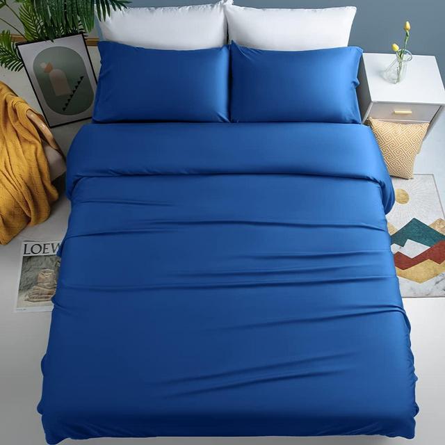 Shilucheng 100% Cooling Bamboo Sheets Set- King Size 1800 Thread Count Soft Bed Sheets,16 Inch Deep Pocket,Breathable,Comfortable and Pilling Resistant -4PC(King,Navy Blue)