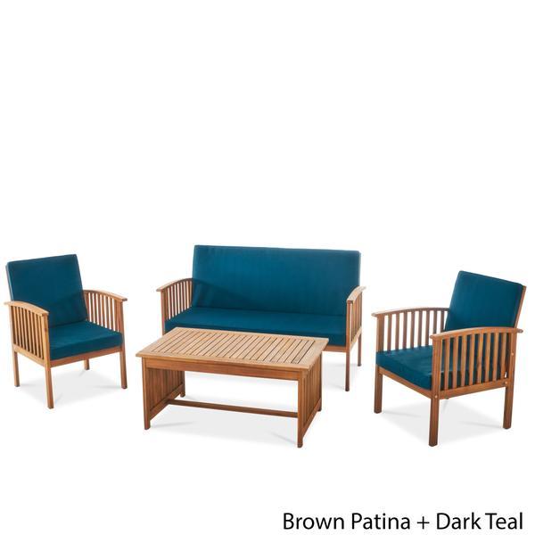 Cape Town Acacia Wood Outdoor Sofa Set (White+Teak)