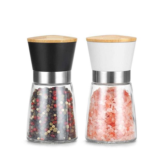 Vucchini Pepper Salt Grinder, Set of 2 Pepper Crusher Manual Mill Shakers with Adjustable Coarseness Ceramic Blades,Kitchen Chef Gifts