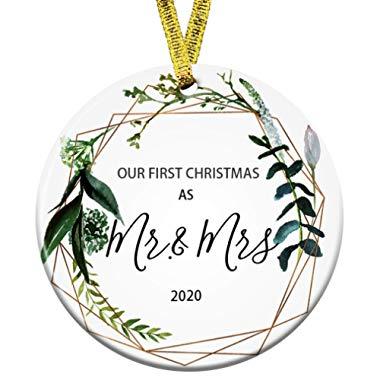 Kooer First Christmas as Mr Mrs Ornament 2020 Wedding Shower Gift 2020 Wedding Ornament (Mr & Mrs)