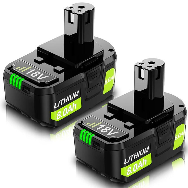 2Pack 8.0Ah Battery, Replacement for Ryobi 18V Battery, High Capacity 18 Volt Lithium-lon Battery P102, P103, P104, P105, P106, P107, P108, P109 Compatible with Ryobi one+ 18V Cordless Power Tools