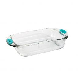 Premium Glass Loaf Dish with Teal Silicone Handle Inserts