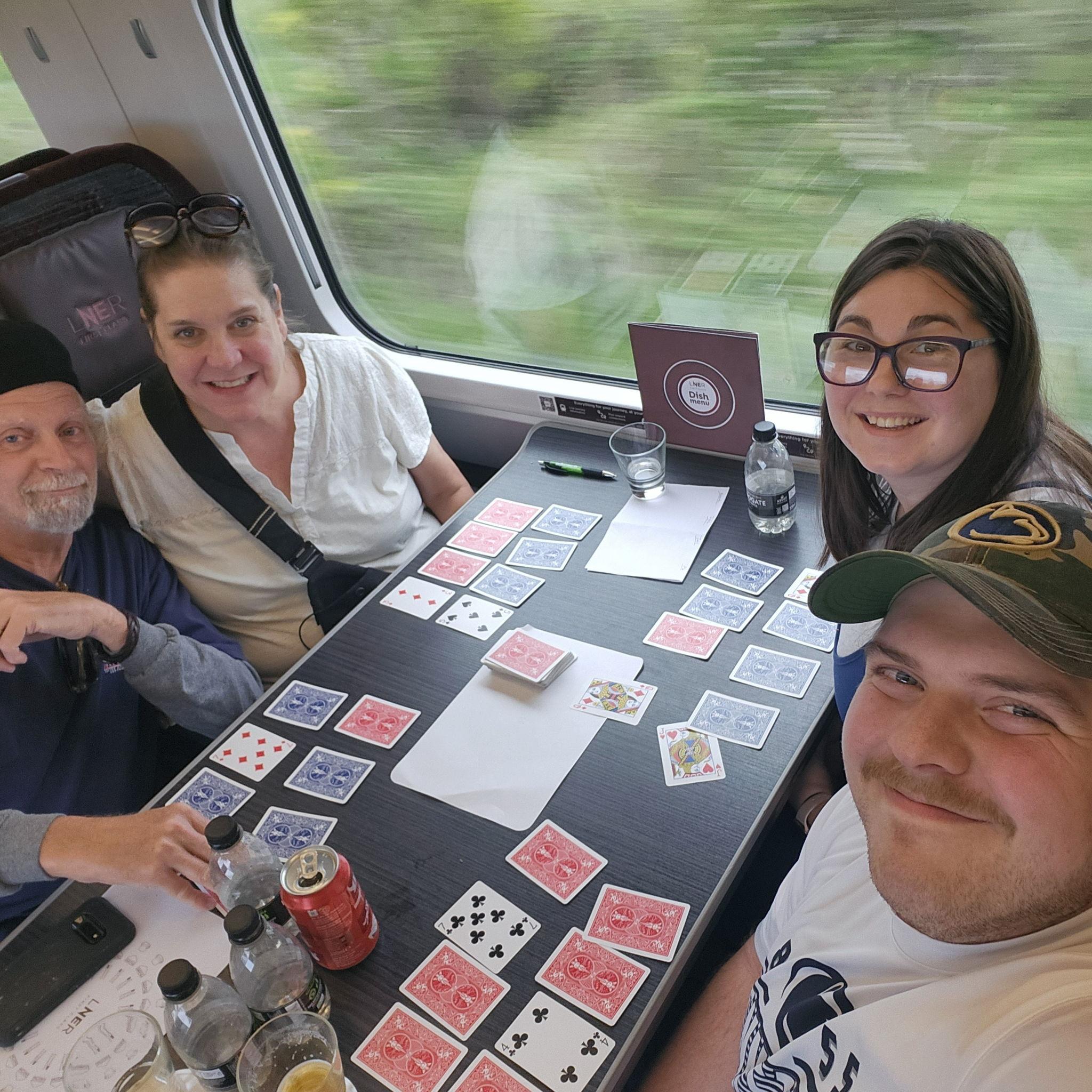 On the train playing games on our way to Scotland! On May 24th 2025!