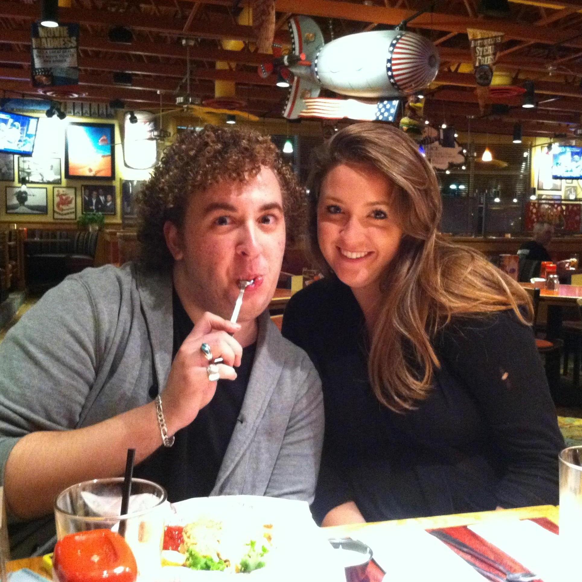Dan Kitzman and Emily Shimskey (part of the bridal party). One of the many nights at Red Robin after a show.