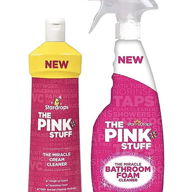 Stardrops - The Pink Stuff -Bathroom Foam Cleaner and Cream Cleaner Bundle (1 Bathroom Foam Spray, 1 Cream Cleaner)