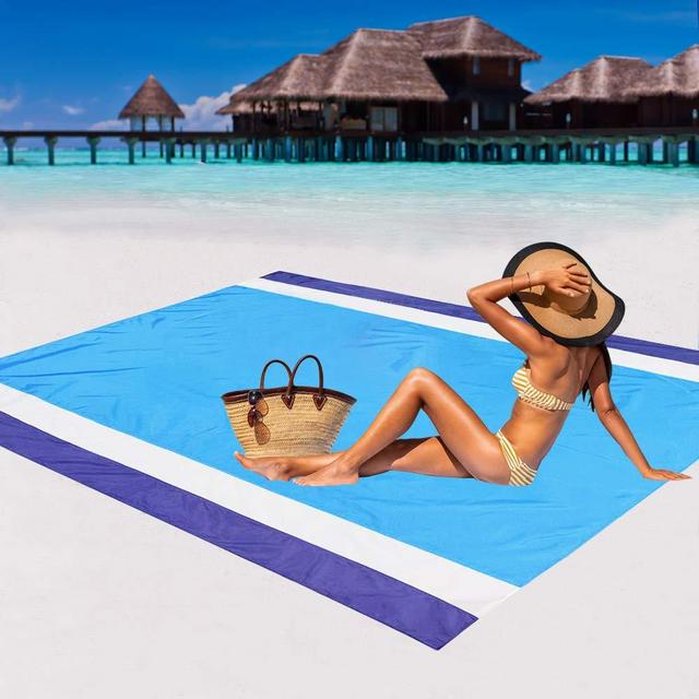AISPARKY Beach Blanket Oversized 82" X79" Sand Proof Beach Mat Outdoor Picnic Mat for Travel, Camping, Hiking