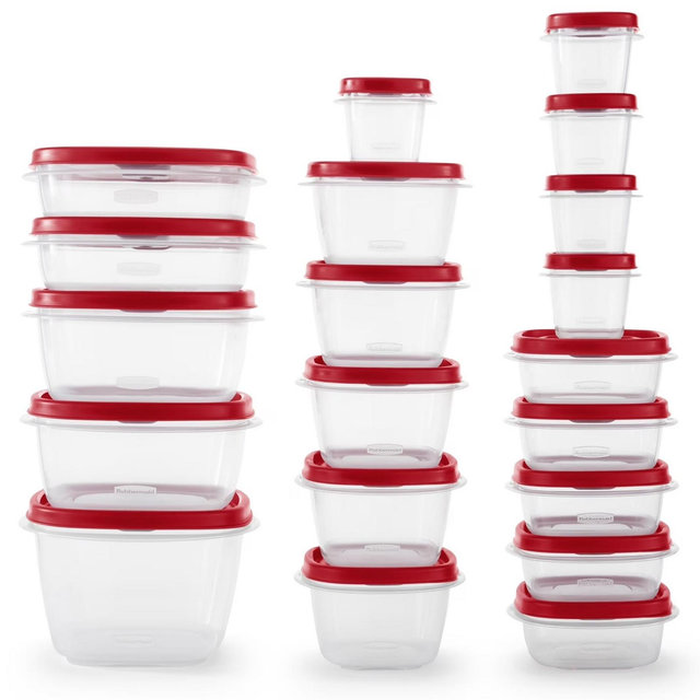 Rubbermaid Food Storage Container with Microwave Vented Lids, 40 Piece Set, Red