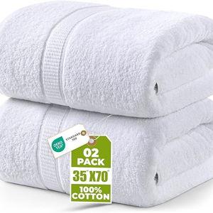 Utopia Towels Luxurious Jumbo Bath Sheet 2 Piece, 600 GSM, 35 by 70 Inches, 100% Ring Spun Cotton, Highly Absorbent and Quick Dry Extra Large Bath Towel, Super Soft Towel, White