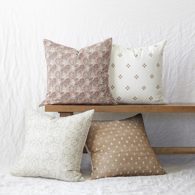 Woven Nook - Modern & Luxurious Decorative Boho Throw Pillow Covers - Durable Quality & Machine Washable - 100% Cotton Canvas - Dover Set - 4 Pack (22 x 22)