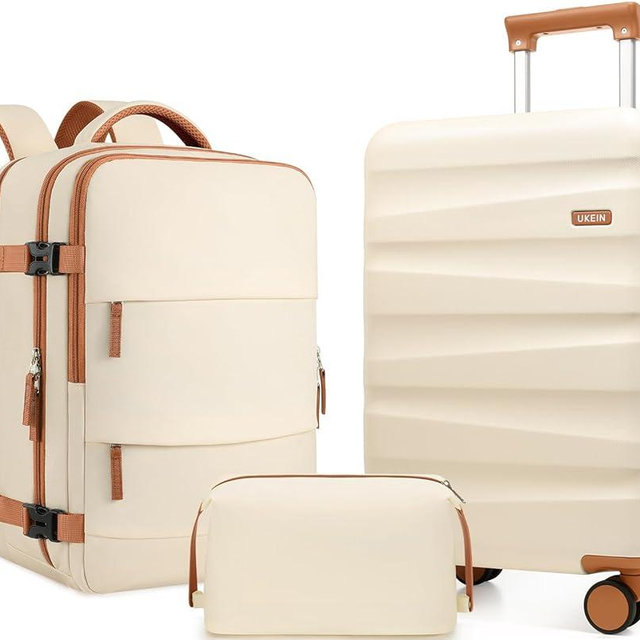 UKEIN Luggage Set with Backpack,Polycarbonate Carry On Luggage Airline Approved with Spinner Wheels, Hardshell Travel Suitcase with TSA Lock,Suitcase Set 3 Piece