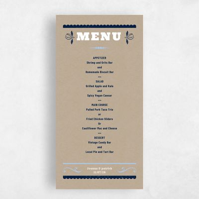 Dusty Blue Wedding Menu - Festival