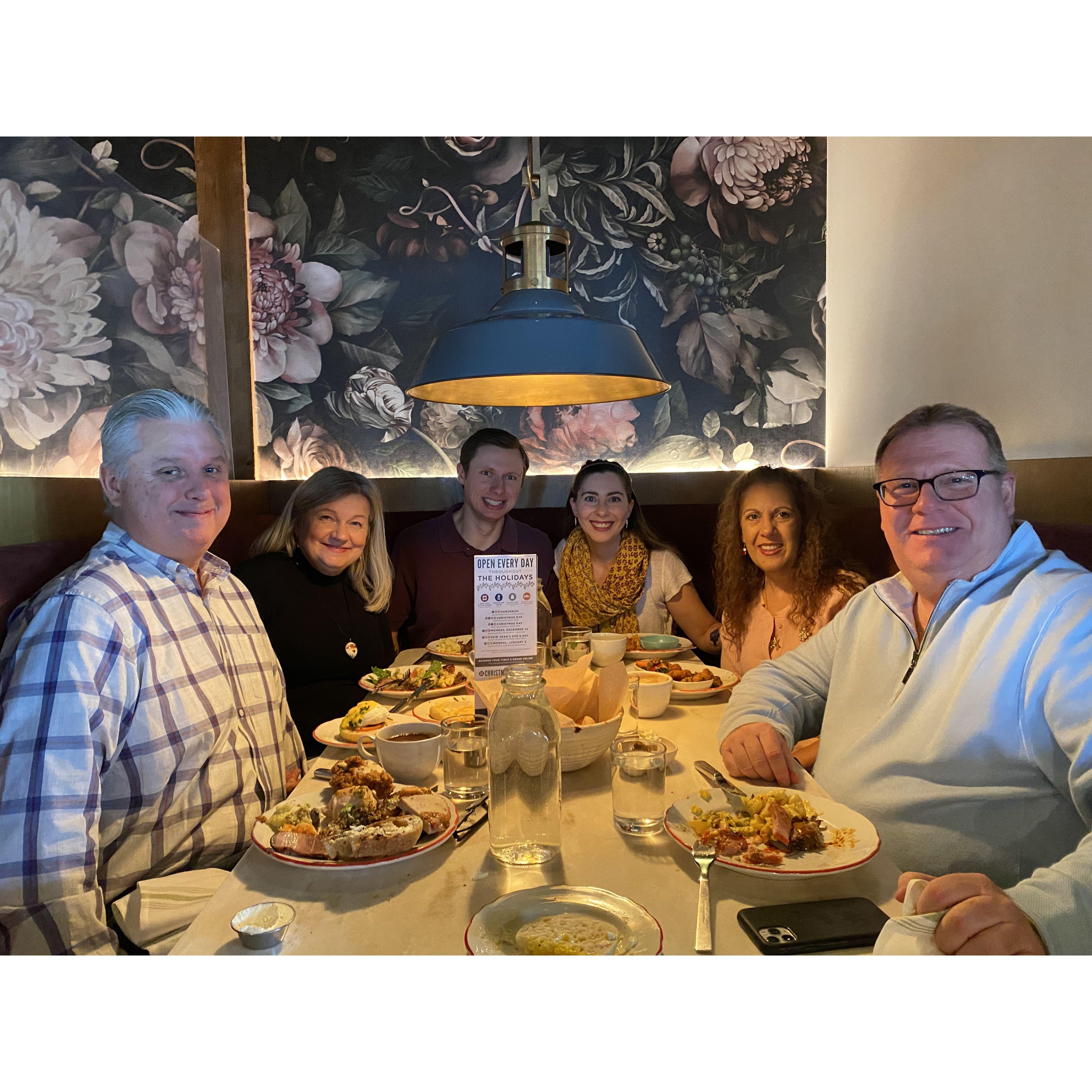 Their parents meeting during brunch at Founding Farmer's