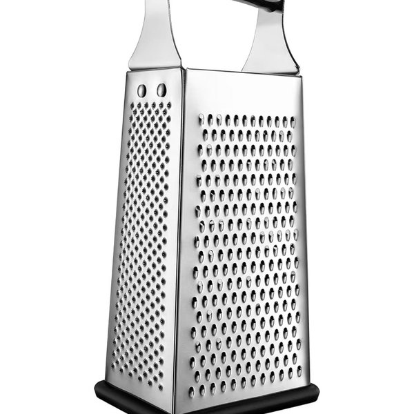 Spring Chef Professional Large Parmesan Cheese Grater, Stainless Steel Metal Box Grater with Handle, 4 Sided Handheld Kitchen Food Shredder for Cheese, Carrot, Veggie, Ginger, Potato - Dishwasher Safe