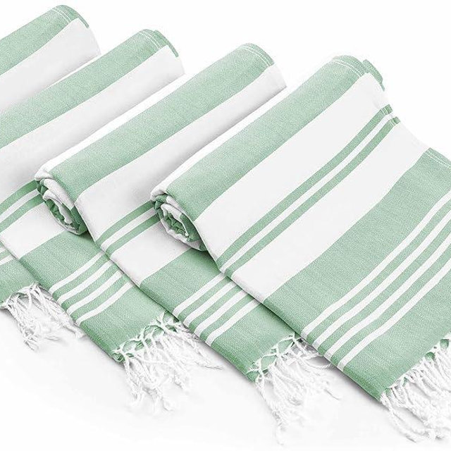 Utopia Towels [4 Pack Turkish Beach Towel (40 x 72 Inches) - 100% Cotton Oversized Sand Free Lightweight Quick-Dry Turkish Towel, Prewashed for Soft Feel, Large Peshtemal Towel for Travel (Sea Foam)