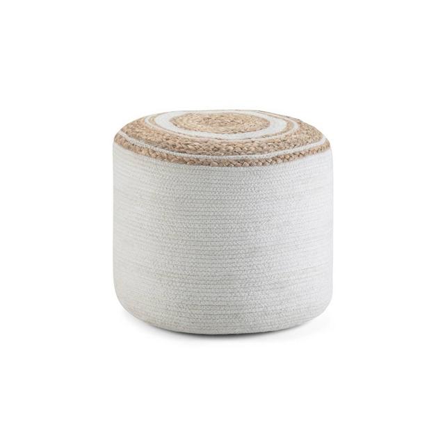 Winslet Round Braided Pouf Natural - Wyndenhall