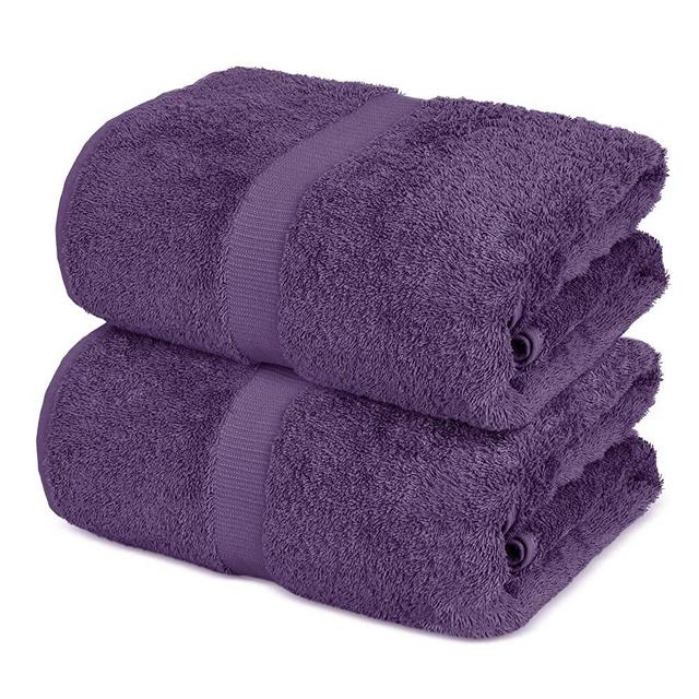 Towel Bazaar 100% Turkish Cotton Bath Sheets, 700 GSM, 35 x 70 Inch, Eco-Friendly (2 Pack, Plum)