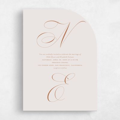 Beige Half arch Wedding Invitation - Thorn Type