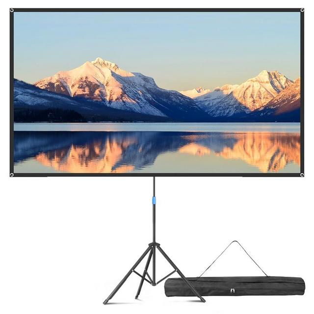 Projector Screen with Stand, 80 Inch Portable Projector Screen Outdoor Indoor, 1.2 Gain Fiberglass Projection Screen, 16:9 Outdoor Movie PVC Screen with Carrying Bag for Movie Night(White Screen)