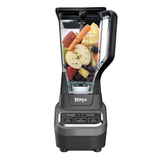 Ninja Professional Blender 1000W, Total Crushing Technology- Smoothies, Ice Crushing & Frozen Fruit, Full-Size Countertop Blender, 72-oz. Pitcher, Black & Grey, BL610