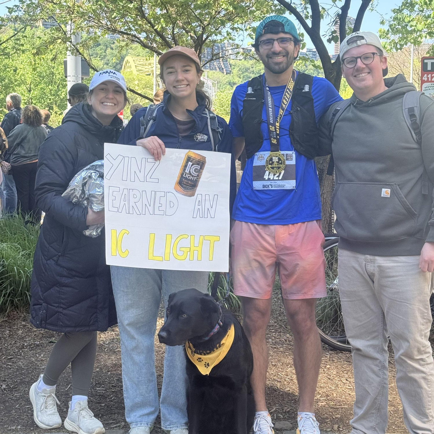 May 2026 - Zack runs his first marathon while Rachel, Loki, and friends support