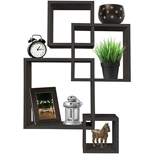 Greenco 4 Cube Intersecting Wall Mounted Floating Shelves Espresso Finish