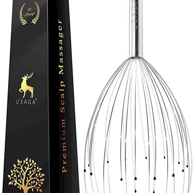 USAGA 28 Fingers (3rd Generation) Head Massager, Scalp Scratcher, Head Scratcher for Stress Relief, Hair Stimulation and Body Relaxing