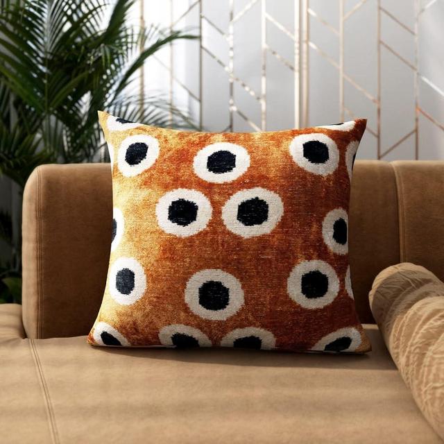 CANVELLO-Exquisite Down Pillow/Throw Cushion: Feather Pillows Elegance & Art | Iconic Throw Pillows with Ikat Design | Soft Velvet Silk (16"x16")