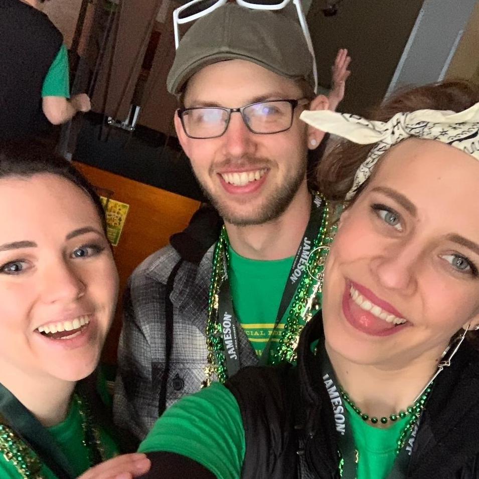 Shamrock shuffle fun with friends, including Tonya's bridesmaid: Brianna Lee Buchanan