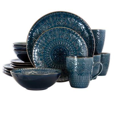 Elama Deep Sea Mozaic 16-Piece Dinnerware Set