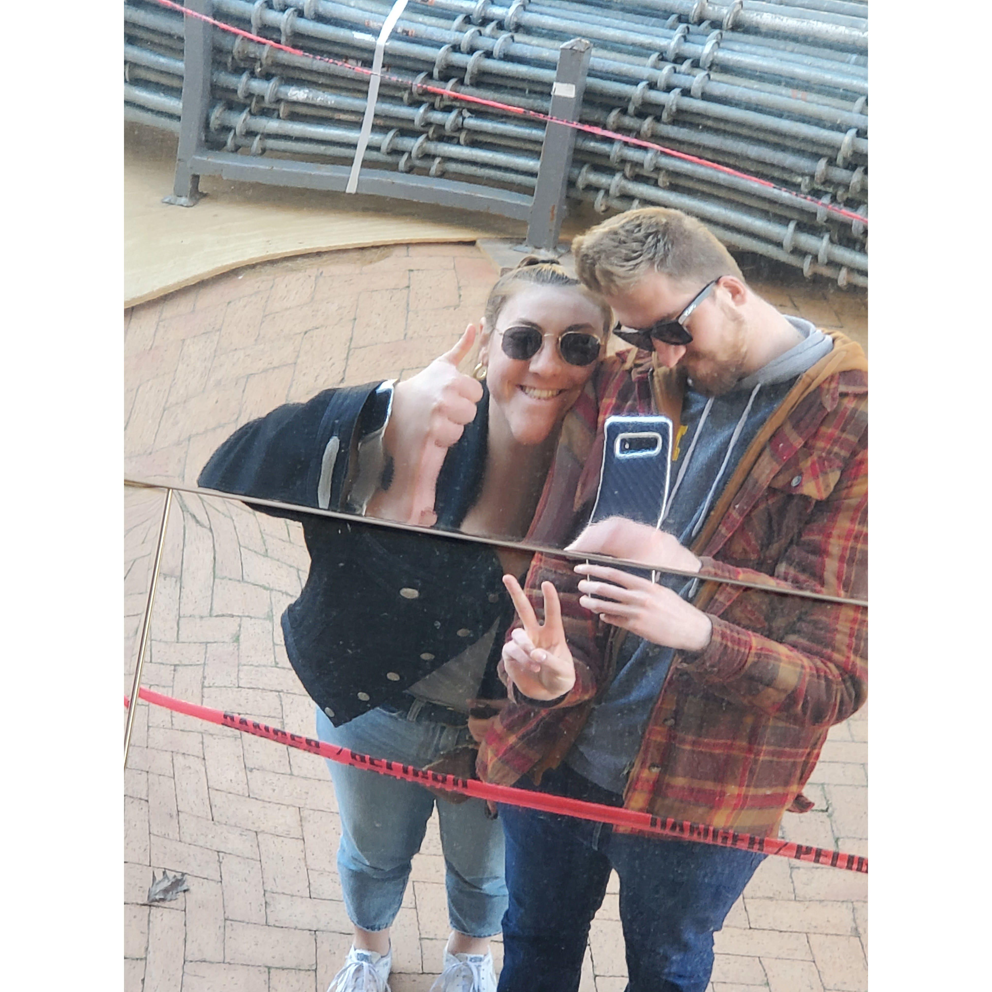 James and Kylie visiting the Stata Center at MIT. Kylie has been brought along on a lot of architecture tours