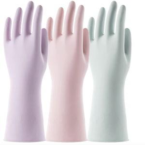 COOLJOB 3 Pairs Colorful Household Gloves with Cotton Liner & Non-slip Grip, Water Resistant Reusable Dish Washing Rubber Gloves for Kitchen & Bathroom Cleaning, Medium
