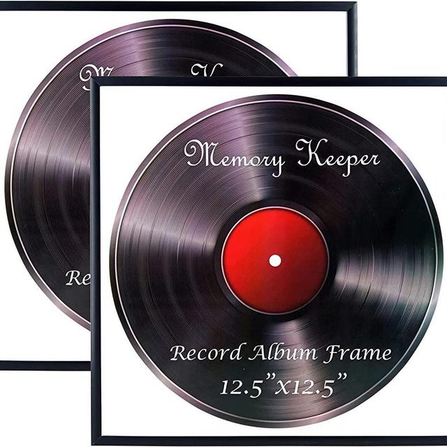 Memory Keeper Record Album Frame, 2 Pack, 12.5x12.5 Inch Aluminum Metal Picture Frame Perfect for vinyl LP covers display, Fit the album artwork display, set of 2pcs Black, 2