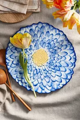 Blue Bloom Stoneware Platter