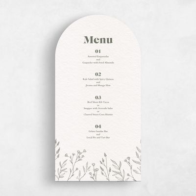 Beige Arch Wedding Menu - Sylvan